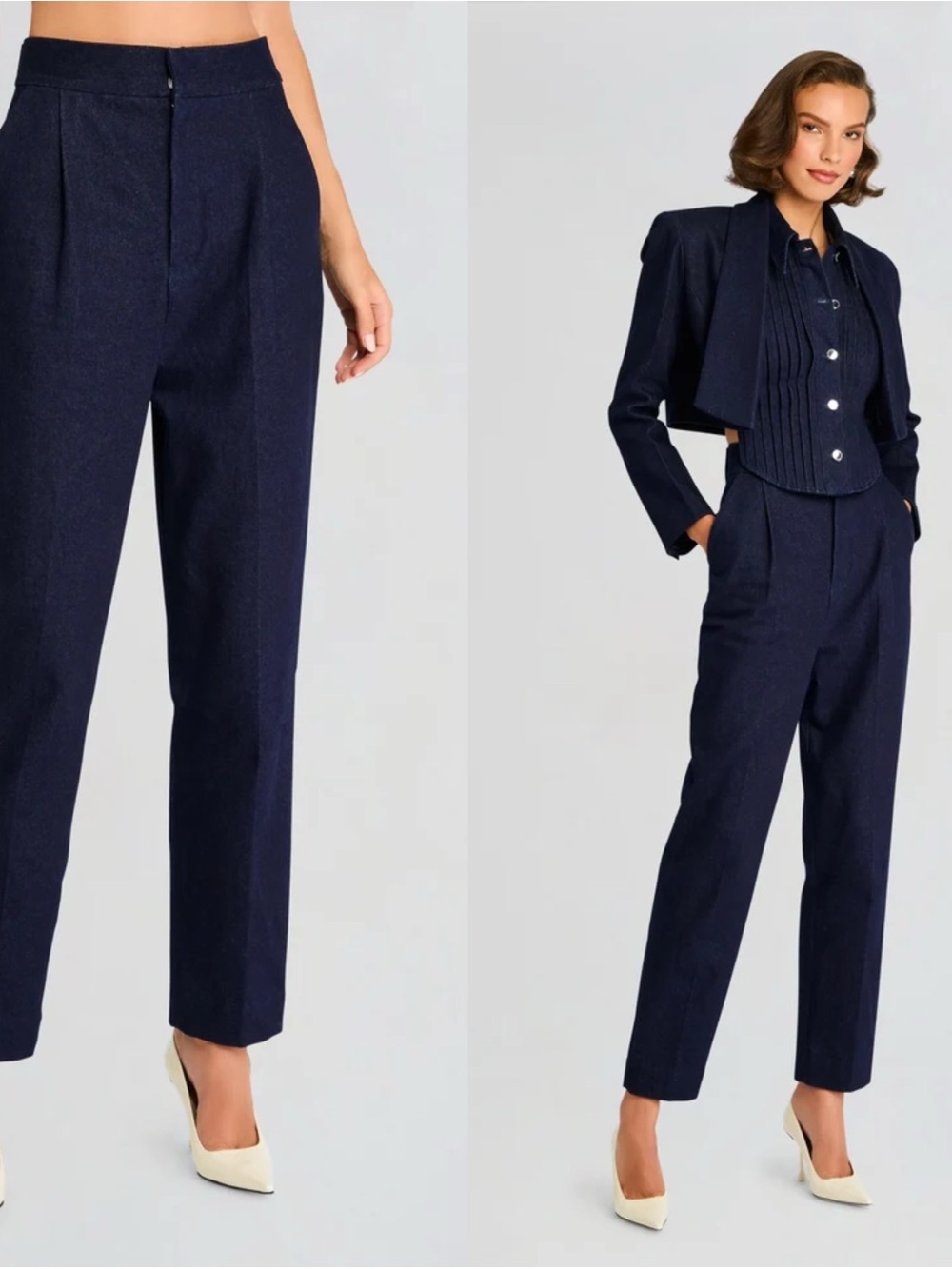 Retrofete Rochelle Dark Wash Denim Structured Pants NWT $398